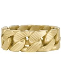 Fossil - Harlow Linear Texture Chain Gold-tone Stainless Steel Band Ring - Lyst