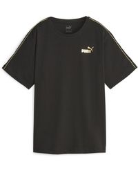 PUMA - T-Shirt Ess+ Minimal Gold da Donna L Black - Lyst
