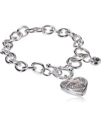 Guess - Toggle Chain Bracelet With Logo Heart Link Charm Bracelet - Lyst