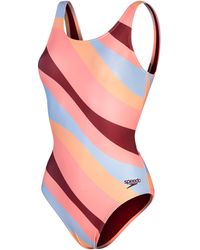 Speedo - Allover U-back Red/orange Swimsuit/swimming Costume - Lyst