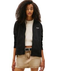 Tommy Hilfiger - Medium Weight Zip Up Hoodie With Script Logo And Drawstring - Lyst