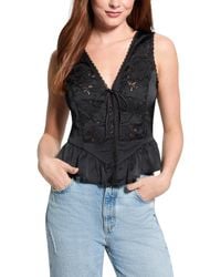 Guess - Sleeveless Gia Tie Front Top - Lyst