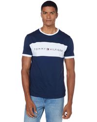 Tommy Hilfiger - – es Lounge-T-Shirt mit Rundhalsausschnitt und kontrastierendem Logo-Einsatz auf der Vorderseite - Lyst