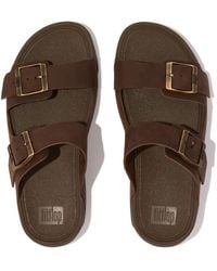 Fitflop - Gogh Moc Mens Buckle Leather Slides - Lyst