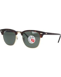 Ray-Ban - Clubmaster Red Havana Crystal Green Polarized 51mm Rb3016 990/58 Polarized Sunglasses - Lyst