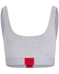 HUGO - Bralette aus Stretch-Baumwolle mit rotem Logo-Label - Lyst