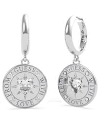 Guess - Ohrringe mit Liebe aus UBE70026 Edelstahl. rhodiniert Herz-Ring Swarovski Währung - Lyst
