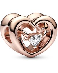 PANDORA - Radiant Heart & Floating Stone Charm 762493c01 Rose Gold-plated - Lyst