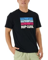 Rip Curl - Surf Revival Waving Tee T Shirt Top Black - Lyst
