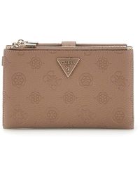 Guess - Porte-monnaie Cresidia II SLG Double Zip Organizer Dark Taupe Logo - Lyst