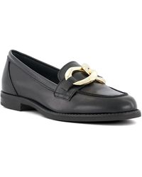 Dune - Ladies Goddess Chain-detail Loafers Size Uk 4 Black Flat Heel Loafers - Lyst