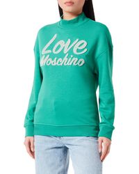 Love Moschino - Regular fit Long-Sleeved high Collar with Italic Logo 3D Effect Embroidery Sweatshirt - Lyst