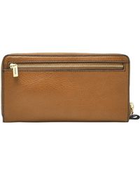 FOSSIL Emma Flap Clutch Portafoglio RFID Multi NEUTRO NERO MARRONE NUOVO