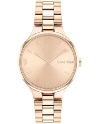 Calvin Klein - Analogue Quartz Watch For Women With Carnation Gold Colored Stainless Steel Bracelet - 25200131 - Lyst