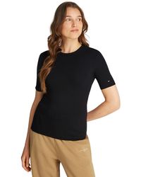 Tommy Hilfiger - Camiseta de ga Corta Mujer Rib con Cuello Redondo - Lyst