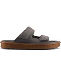 Clarks - Litton Strap Leather Sandals In Dark Grey Standard Fit Size 10 - Lyst