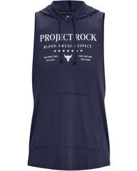 Under Armour - S Project Rock Sleeveless Hoodie Blue L - Lyst