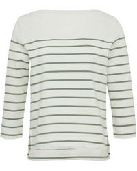 S.oliver - Geringeltes Sweatshirt mit U-Boot-Ausschnitt hellgrün 40 - Lyst