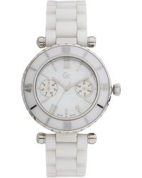 Guess - Collection Analog Swiss Quartz Watch With White Ceramic Bracelet And Mother Of Pearl Dial I35003l1s Gc Diver Chic Sport Chic - Lyst
