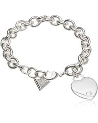 Guess "basic" Silver G Logo Heart Link Bracelet - Metallic