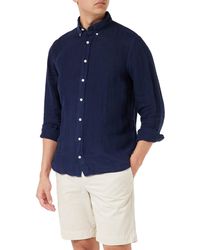 Hackett - Hackett Garment Dyed Linen B Long Sleeve Shirt L - Lyst