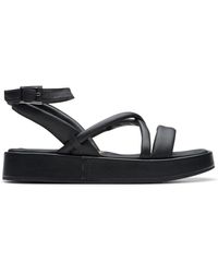 Clarks - Alda Cross Leather Sandals In Black Standard Fit Size 4.5 - Lyst