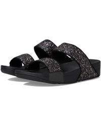 Fitflop - Lulu -Tonal Glitter Slides Sandals 9 M (B) Leather - Lyst