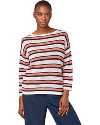 Tom Tailor - Pullover & Strickjacken Gestreifter Pullover Offwhite orange Stripe Design,L,18774,4000 - Lyst