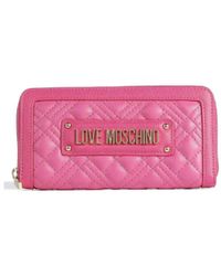 Love Moschino - Fuchsia Quilted Wallet With Metal Lettering Logo Applied On The Front. Interior Divided Into Two Compartments By A Coin - Lyst