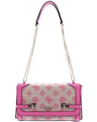 Guess - Loralee Convertible Xbody Flap Pink Logo - Lyst