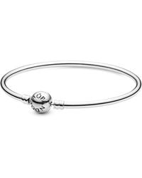PANDORA - Moments Sterling Silver Bangle Bracelet For Charms - Lyst