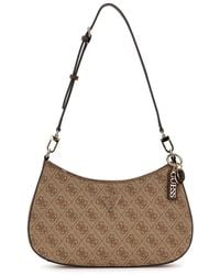 Guess - Noelle II Top Zipper Shoulder Bag Latte Logo/Brown - Lyst