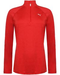 PUMA - Drycell Long Sleeve 3/4 Zip Up Red S Core-run Top 515036 05 - Lyst