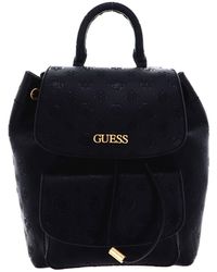 Guess - Borsa donna zaino Geva flap backpack ecopelle embossed nero B24GU01 PD895931 Media - Lyst