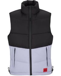 HUGO - Water-repellent Slim-fit Gilet With Red Logo Label - Lyst