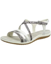 Geox D Sandal Vega C, Sandalias con Punta Abierta para Mujer - Gris