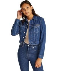 Calvin Klein - 's 90s Cropped Denim Trucker Jacket With Chest Pockets - Lyst