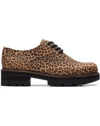 Clarks - Orianna Derby Suede Shoes In Leopard Print Standard Fit Size 4 Brown - Lyst