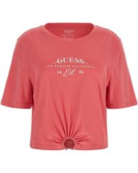 Guess - S Piercing Crop T-shirt Drift Pink M - Lyst