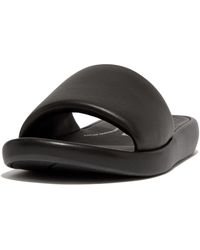 Fitflop - Iqushion D-luxe Padded Leather Slides Sandals - Lyst