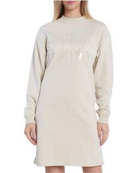 Calvin Klein - Jeans Glossy Monogram Crew Neck Dress Vestito Casual - Lyst