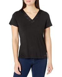 Calvin Klein - Modal Satin Lounge & Sleep Short Sleeve V-neck Shirt Black - Lyst