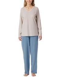 Schiesser - Schlafanzug Set lang weiche Baumwolle-Nightwear Pyjamaset - Lyst