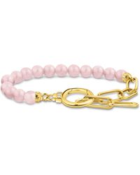 Thomas Sabo - Gold-plated Link Chain Bracelet With Rose Quartz Beads 925 Sterling Silver - Lyst