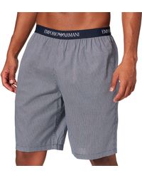 Emporio Armani - Underwear s Yarn Dyed Woven Pyjama Bermuda Shorts - Lyst