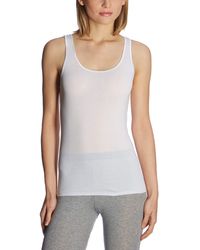 Schiesser - Trägertop Baumwolle - Luxury, weiss_200763, 40 - Lyst