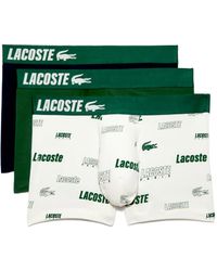 Lacoste - S Of 3 Iconic Trunks Three Tone Waistband Aop/green/navy M - Lyst