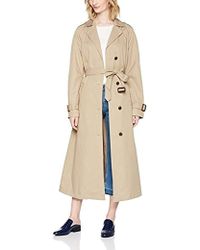 Calvin Klein Jeans Oak Long Trench, Abrigo Mujer, Gris (Silver Mink 015), Medium - Metálico