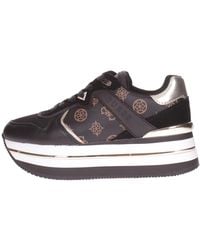Guess - Scarpe Donna Sneaker Zeppa Harinna Pelle Brown/Black 4g Logo D23GU43 FL7HARFAL12 40 - Lyst