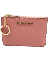 Michael Kors - Jet Set Travel Small Top Zip Coin Pouch With Id Holder Leather Wallet Primrose - Lyst
